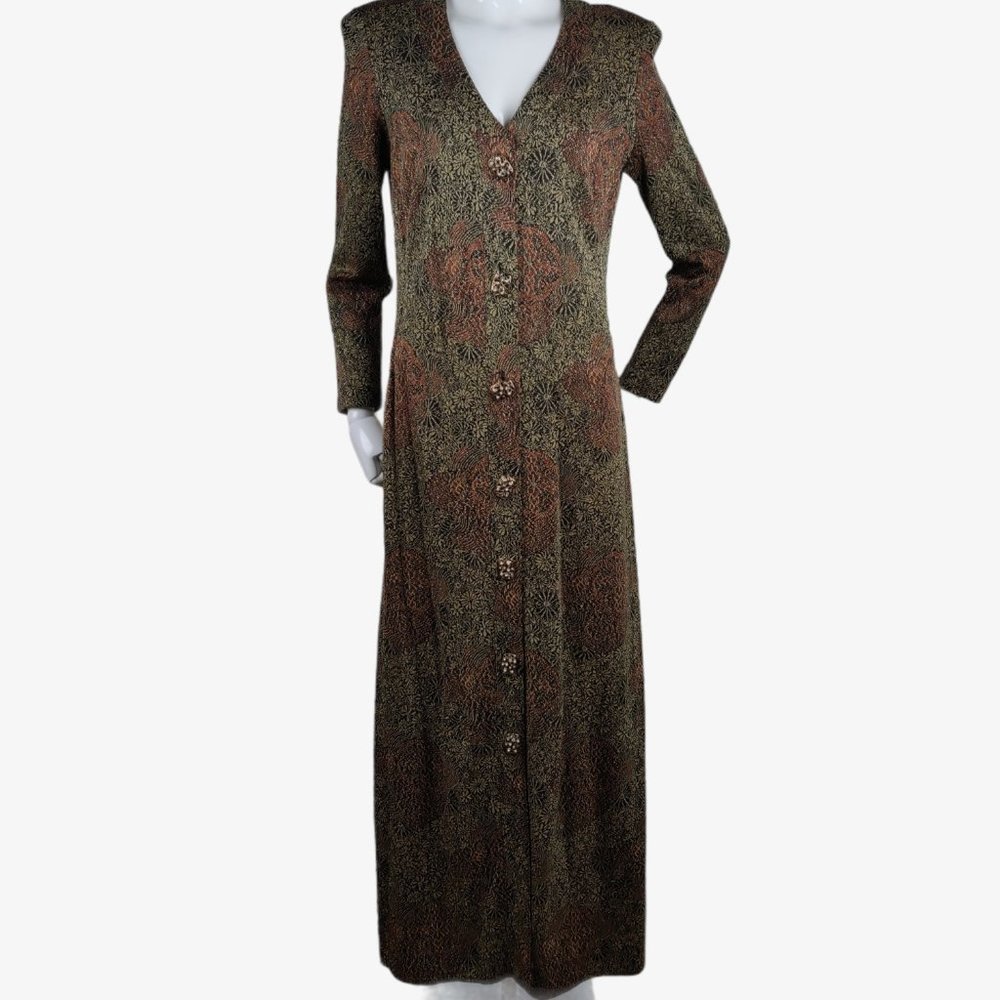 Vintage 1970s Baroque Brocade Hostess Dress Poly J
